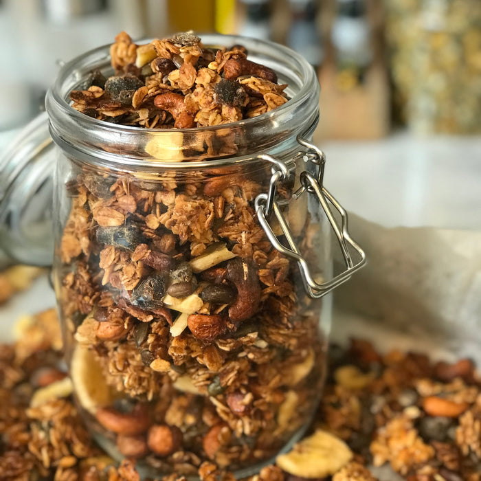 Pumpkin Spiced Granola in a jar.