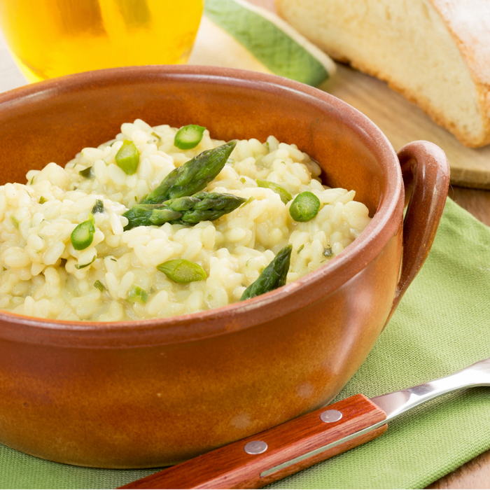 Asparagus and mint risotto made with Mint Spice Drops.