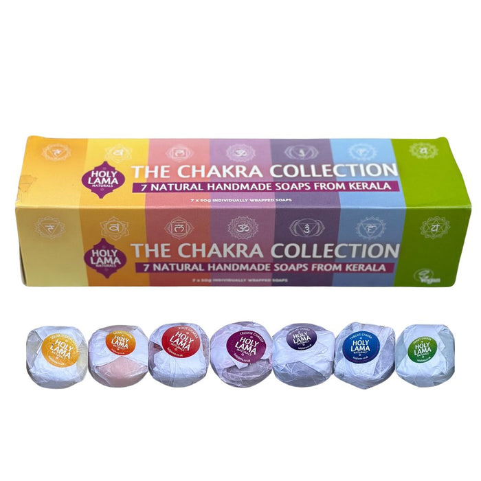 Set of seven handmade Chakra soaps by Holy Lama Naturals