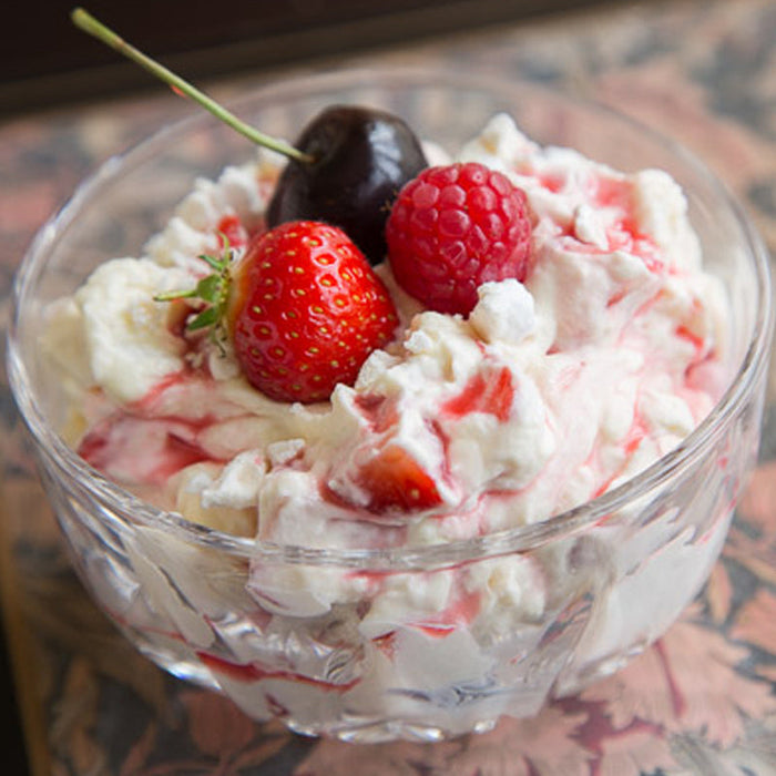 Summer fruit Eton Mess made with Vanilla, Saffron and Rose Spice Drops