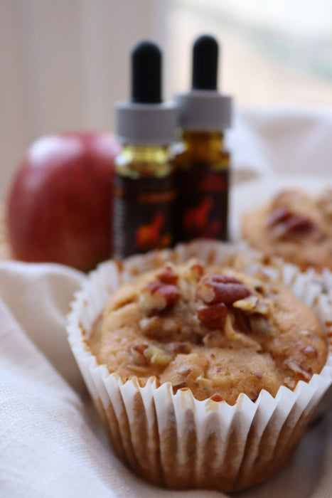 Vegan spiced apple muffins made with Chai Spices and Cinnamon Spice Drops.