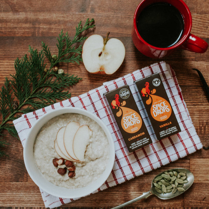Comforting cardamom spiced porridge made with Cardamom and Vanilla Spice Drops