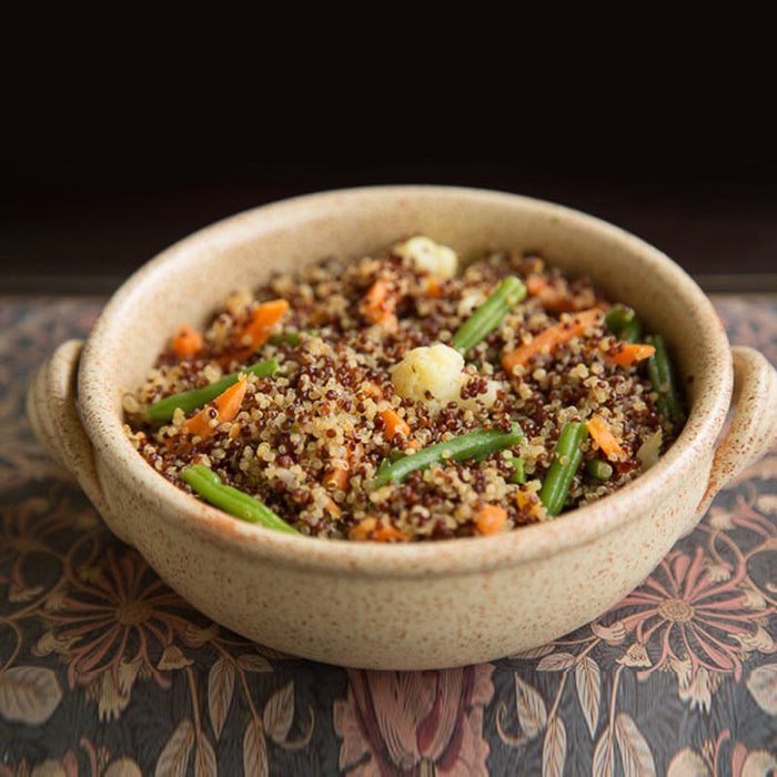 Quinoa and vegetable pulao made with Cardamom, Cinnamon and Clove Spice Drops