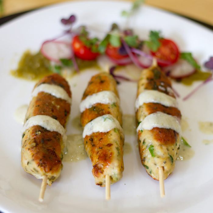 Seekh kebabs made with Spice Drops, minced chicken grilled on skewers.