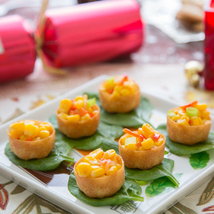 Thai corn croustades seasoned with Cumin and Lemongrass Spice Drops.