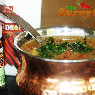 Masoor dhal made with Garam Masala and Red Chilli Spice Drops, served with fresh coriander.