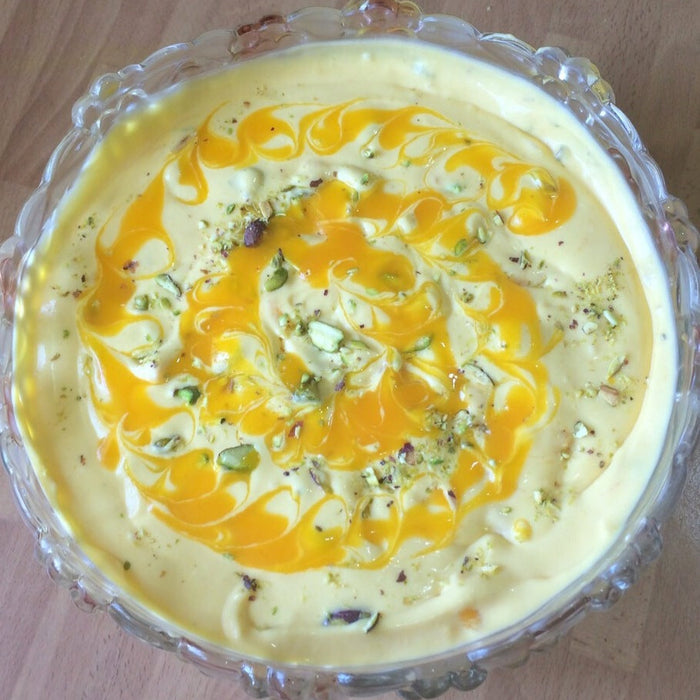 Mango Delight dessert made with Cardamom Spice Drops and fresh mangoes