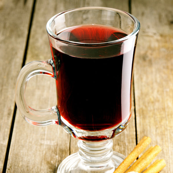 Warm mulled wine flavoured with Mulling Spices and Orange Zest Spice Drops