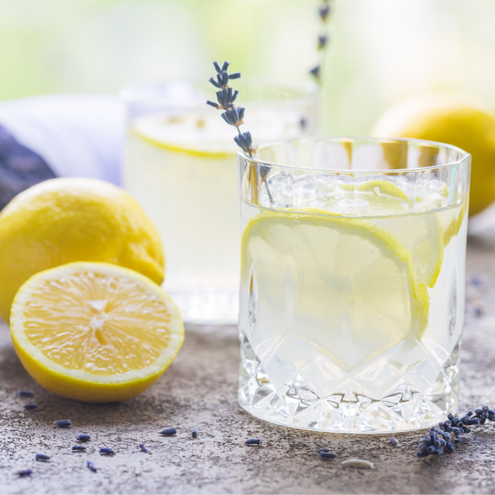 Lavender Bee's Knees cocktail made with Lavender Spice Drops, gin, honey and lemon juice