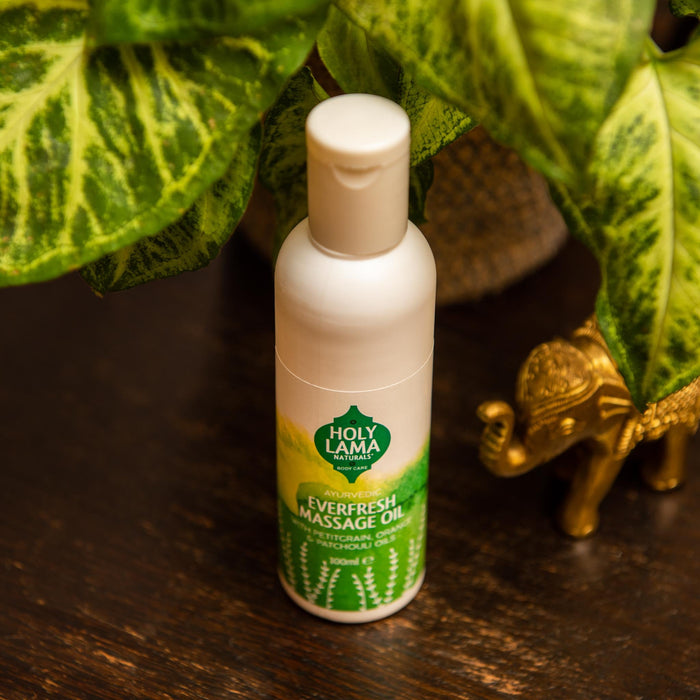 Ayurvedic Massage Oil with Petitgrain, Orange & Patchouli Oils - Everfresh (Vegan & Natural) - July 2026 Expiry